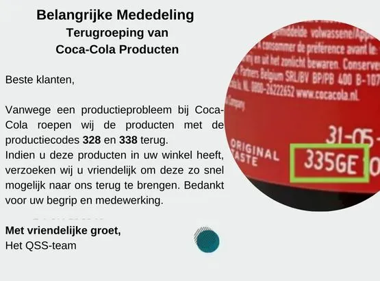 Avis important Rappel de produits Coca-Cola